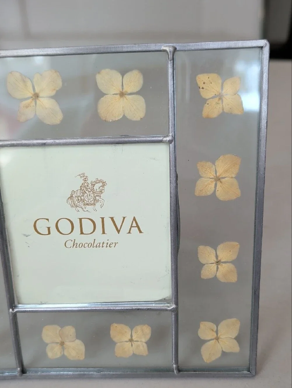 Godiva Decorative Pressed Flowers Floral Glass Picture Frame